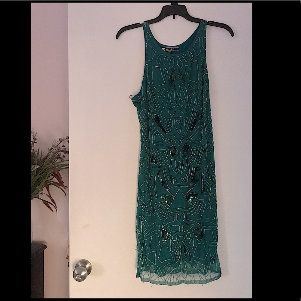 JS boutique green sequenced dress